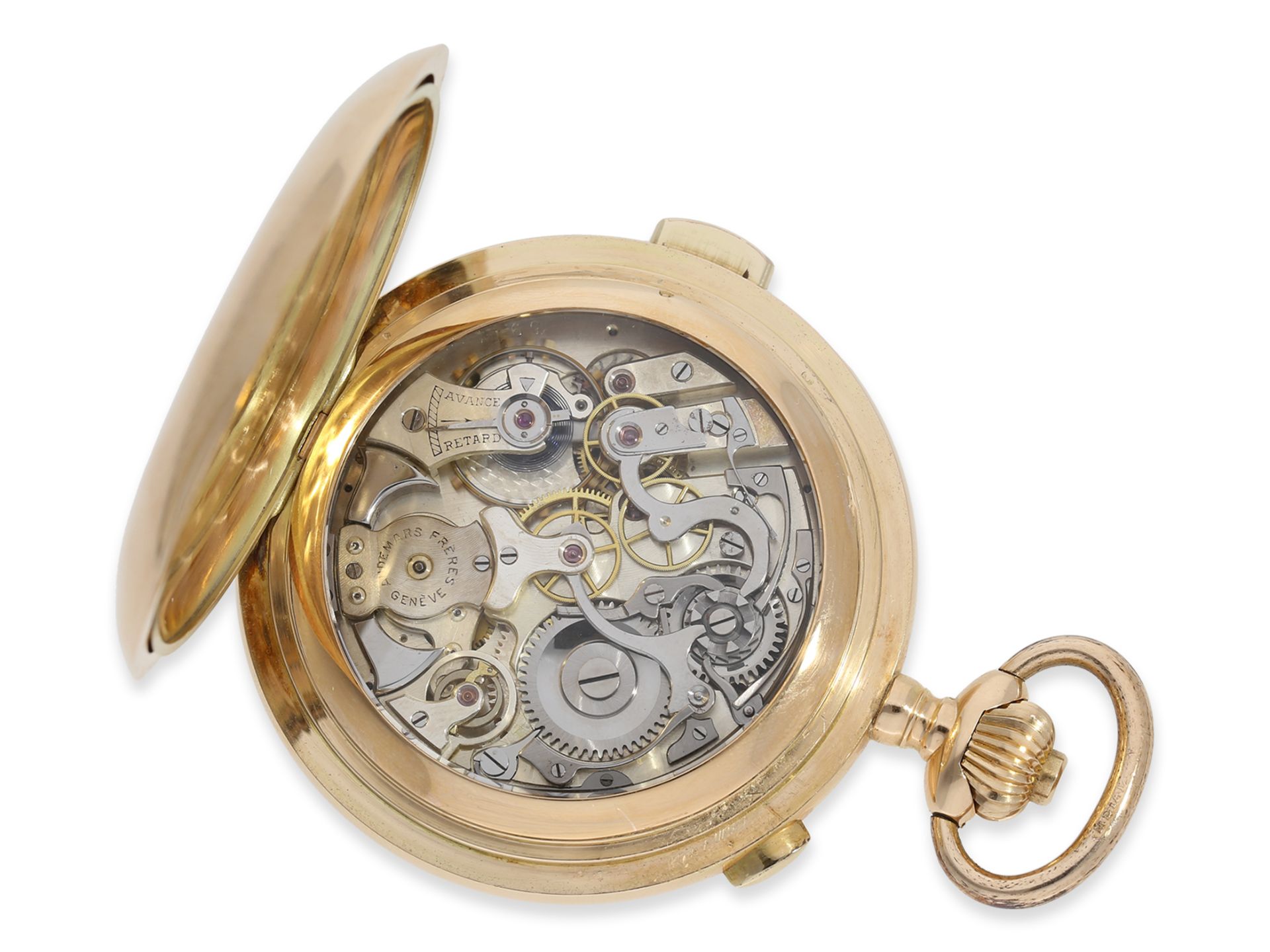 Taschenuhr: imposante Goldsavonnette mit Repetition und Chronograph, Audemars Freres Geneve No.29646 - Bild 2 aus 8