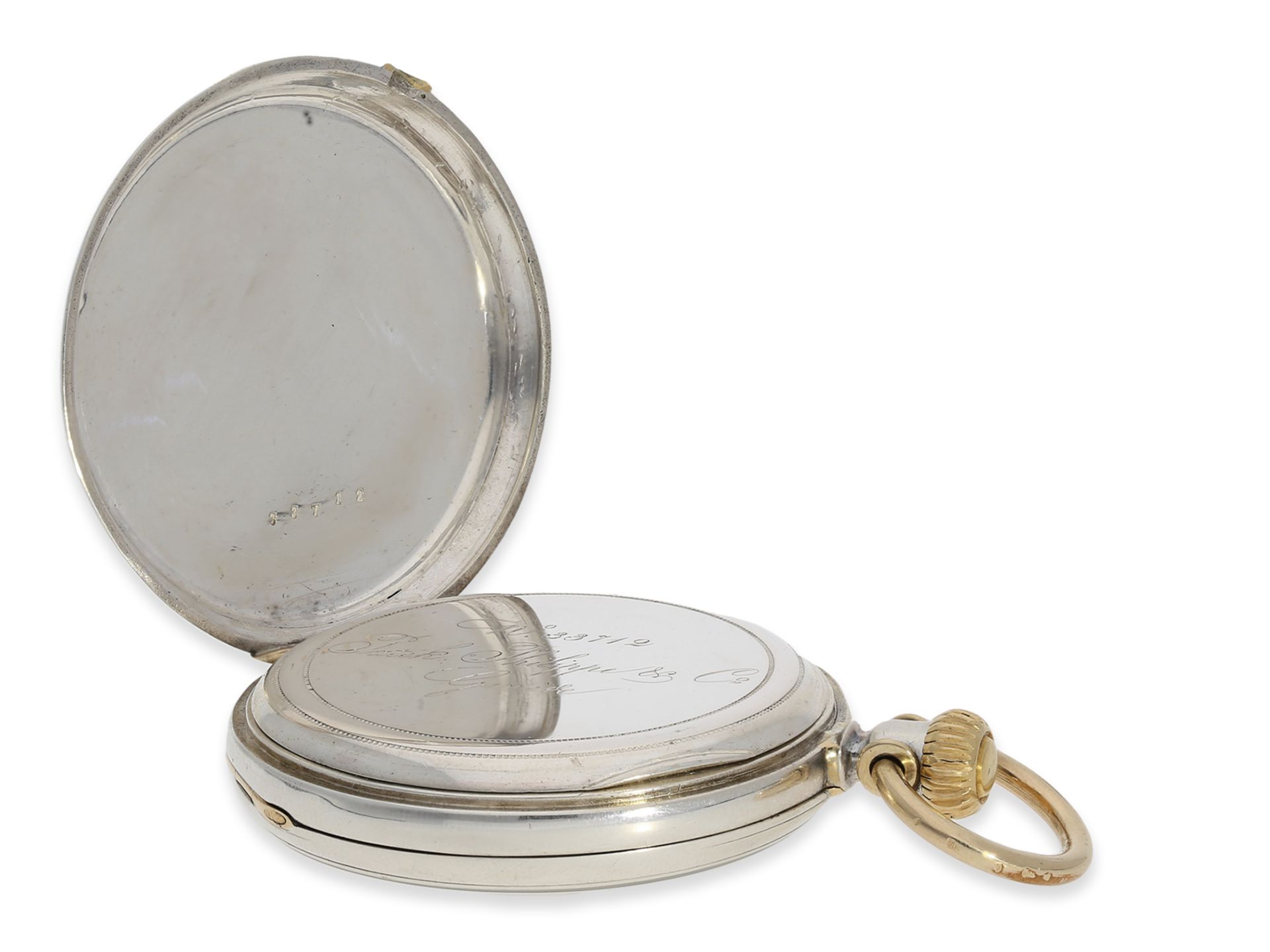 Taschenuhr: frühe, einzigartige Patek Philippe Taschenuhr, Ankerchronometer mit frühem Kronenaufzug  - Bild 4 aus 5