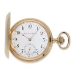 Taschenuhr: sehr gut erhaltene, rotgoldene Savonnette, IWC Schaffhausen, ca. 1915