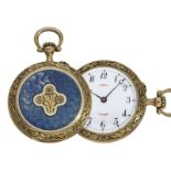 Taschenuhr/Anhängeuhr: ungewöhnliche Art Nouveau Gold/Emaille-Damenuhr hochfeiner Qualität, Leroy a