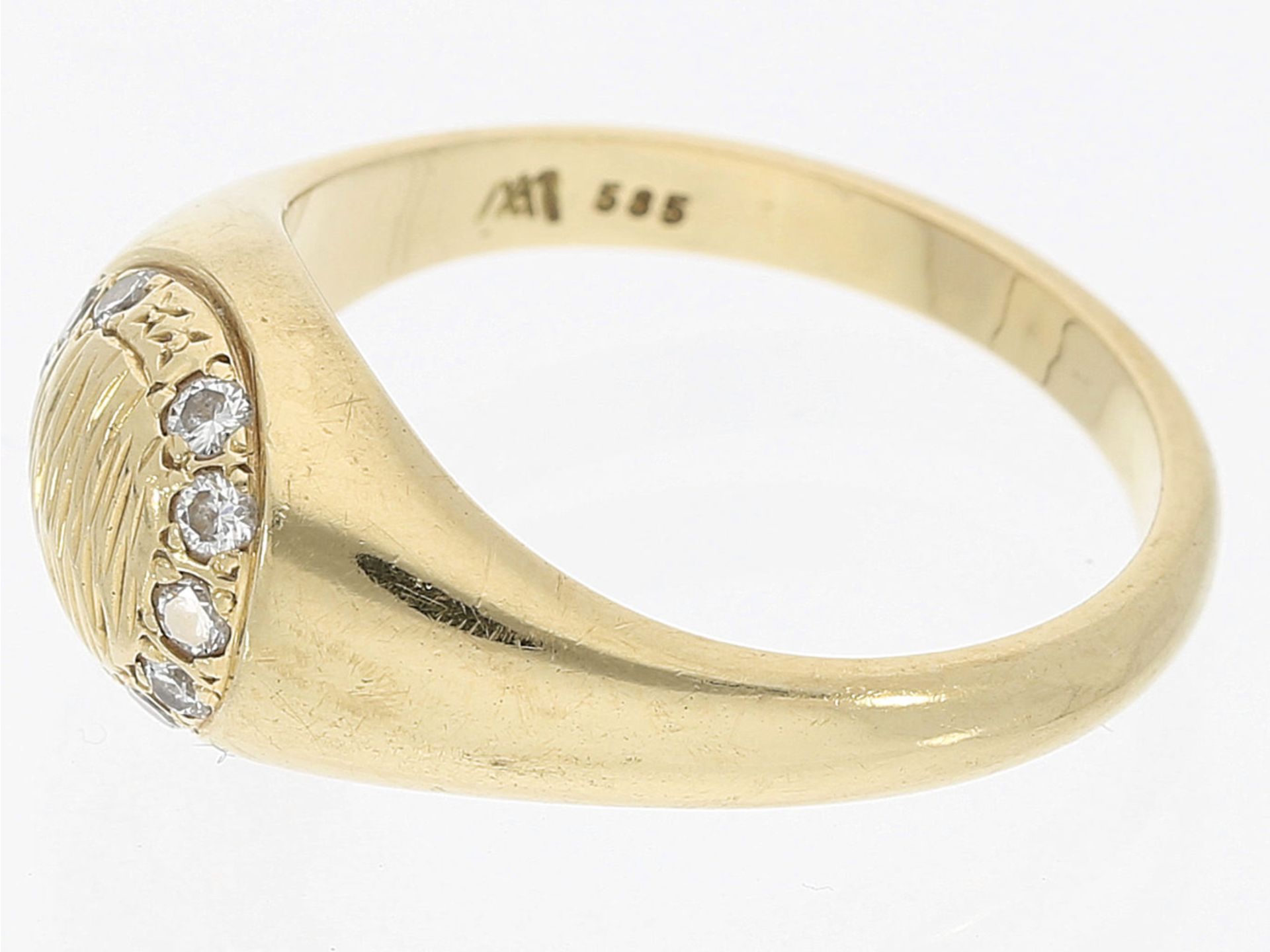Ring: solide gefertigter vintage Brillant/Goldschmiedering - Bild 2 aus 2