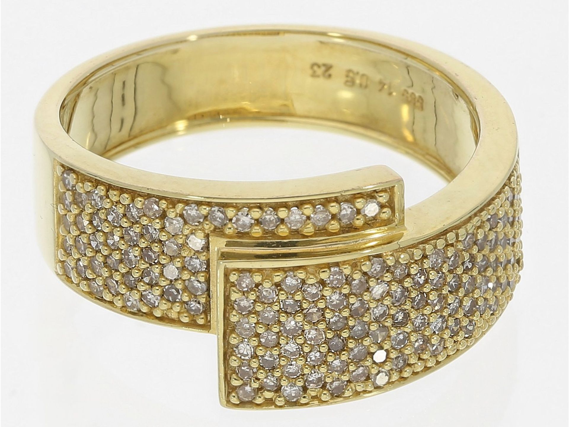 Ring: attraktiver vintage Gelbgoldring mit Diamanten, insgesamt 0,5ct, 14K Gold