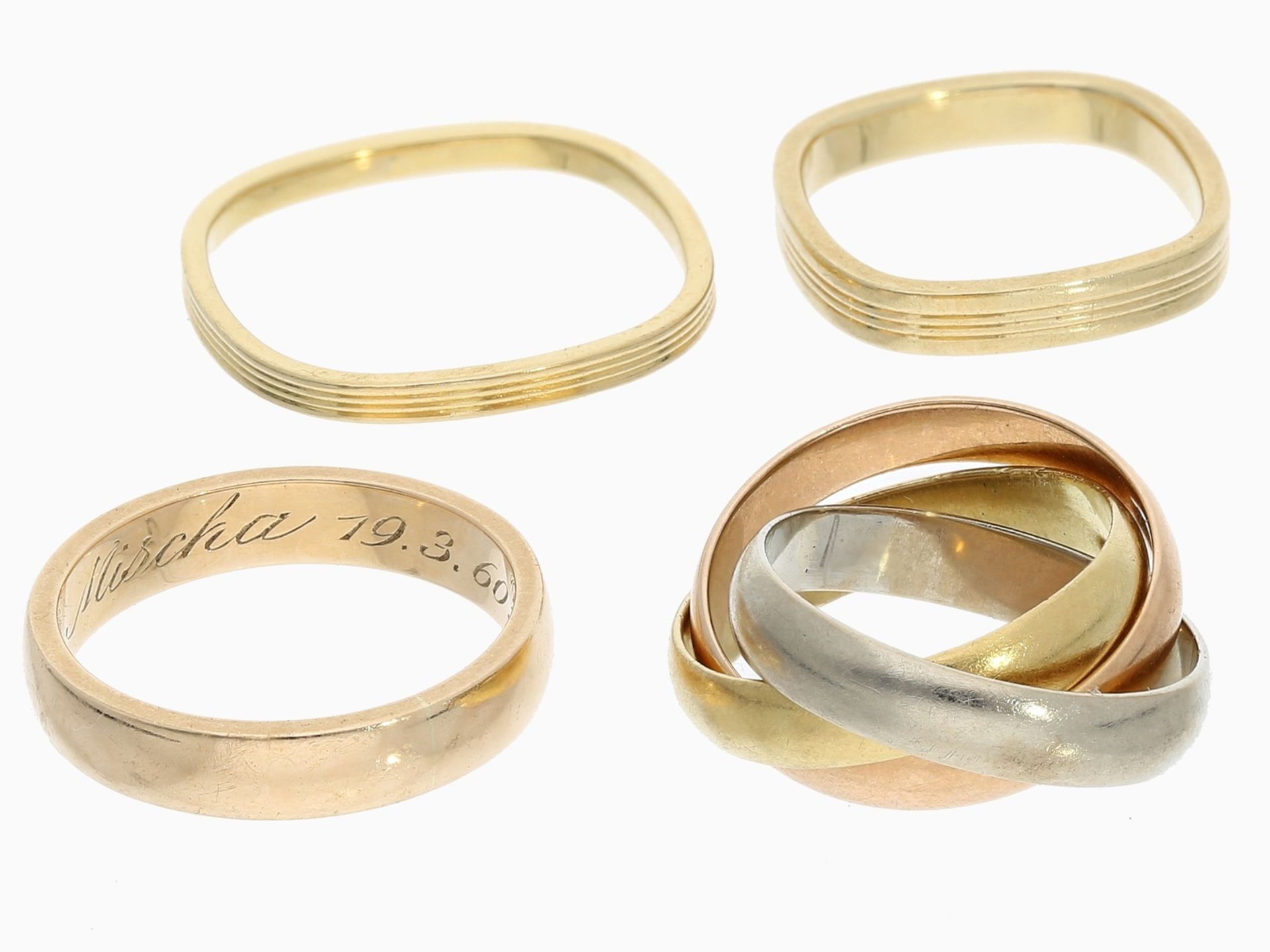 Ring: kleines Konvolut vintage Goldringe, 14K/18K Gold