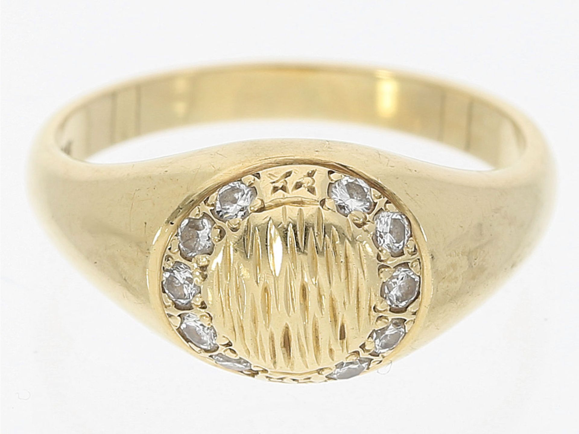 Ring: solide gefertigter vintage Brillant/Goldschmiedering