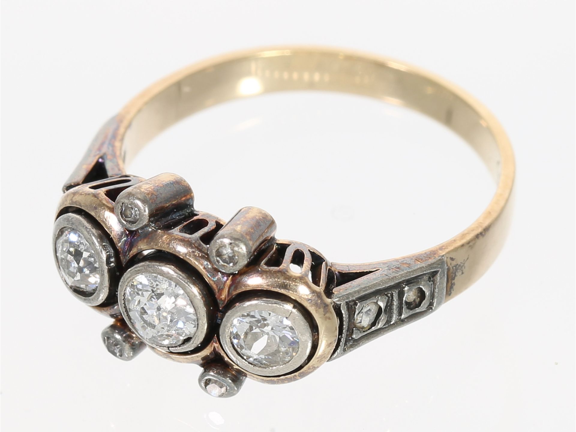Ring: kleiner antiker Goldring mit Altschliff-Brillanten, insgesamt ca. 0,52ct, 14K Gold - Image 3 of 3