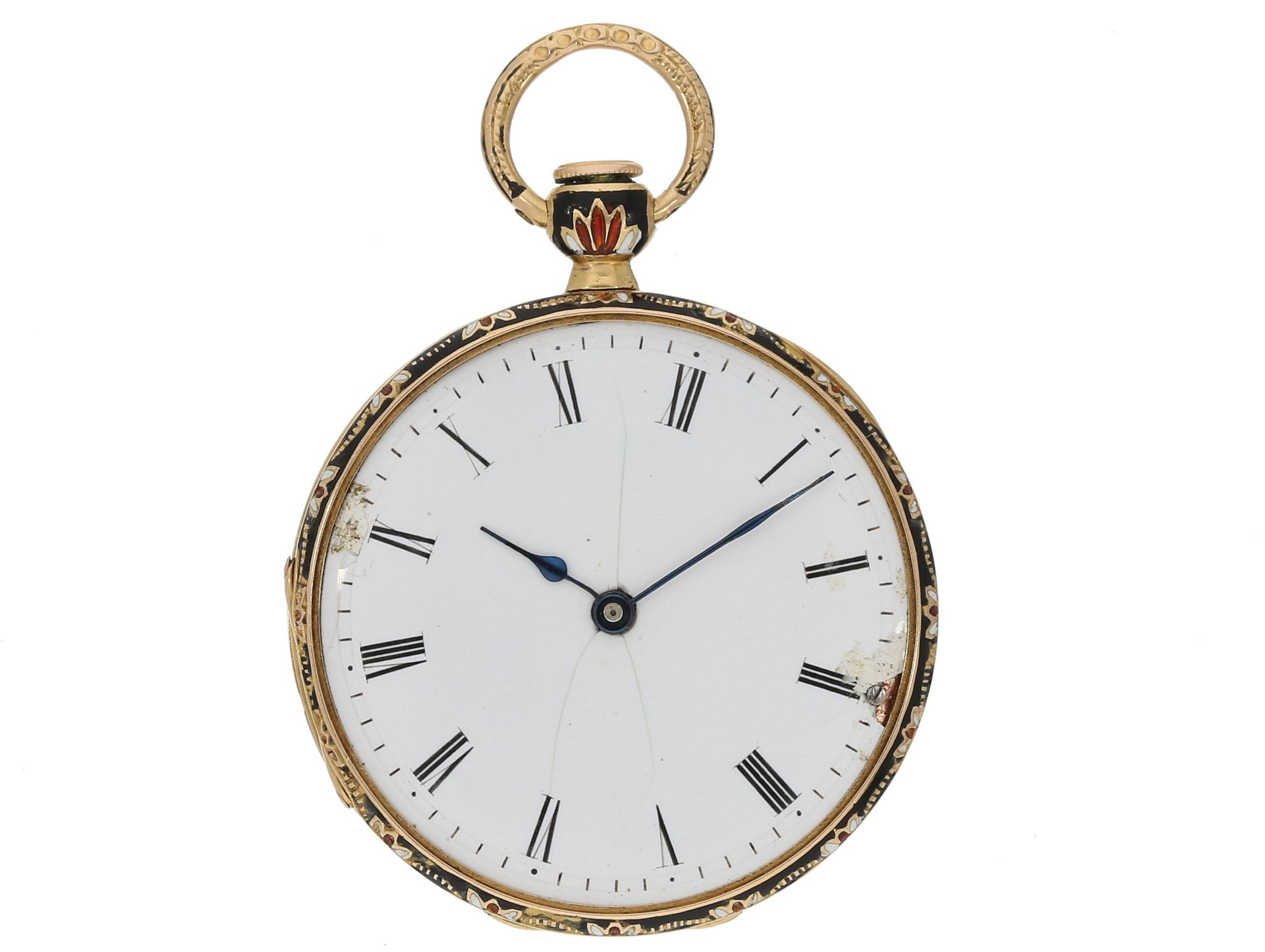 Taschenuhr: seltene, feine Gold/Emaille-Lepine, J.F.Bautte & Cie, No. 5091, Genf ca.1820 - Image 2 of 4