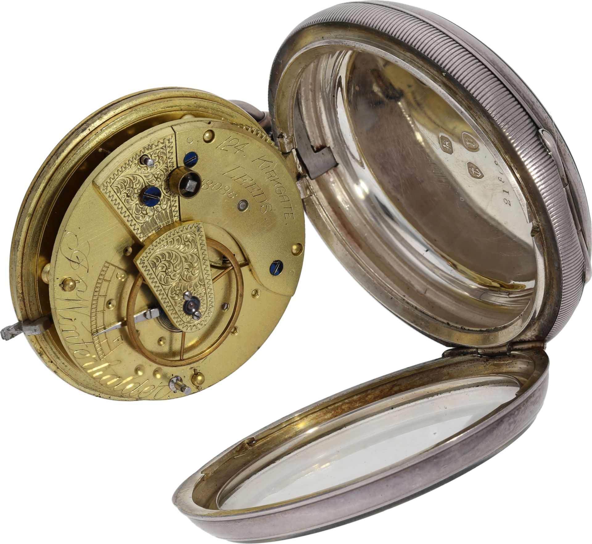 Taschenuhr: schwere, große englische Taschenuhr mit Ankerhemmung, Leeds Kirkgate, Hallmarks 1880 - Image 6 of 7