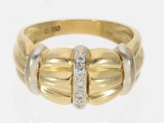 Ring: dekorativer kleiner Goldring mit Brillanten,18K Gold