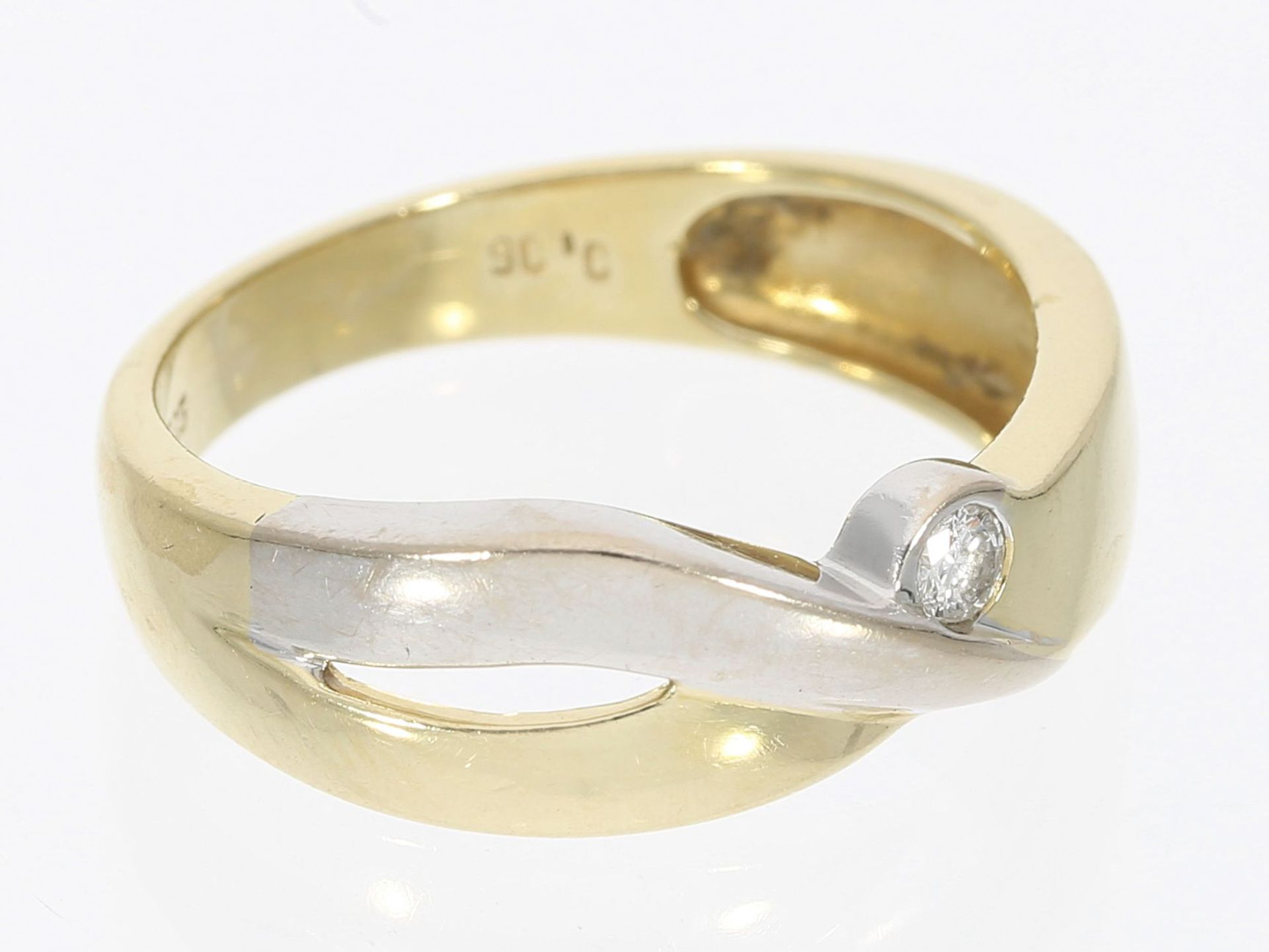 Ring: schöner vintage Bicolor-Brillantring, 14K Gold - Image 2 of 2