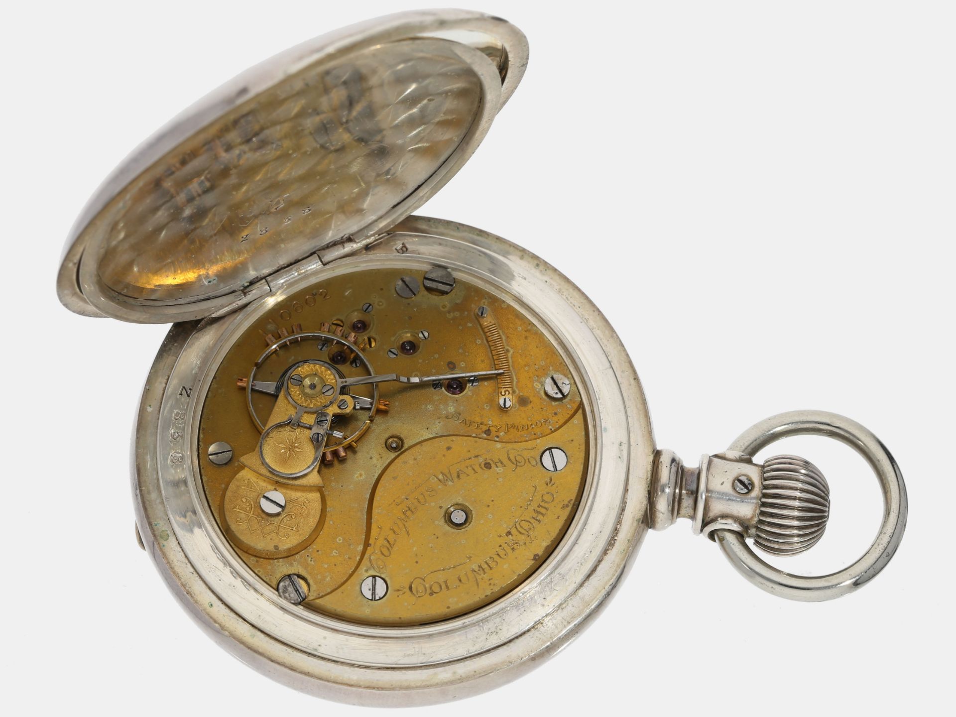 Taschenuhr: imposante, seltene amerikanische Savonnette mit Coin-Silver-Case, Columbus Watch Co. No. - Image 3 of 3