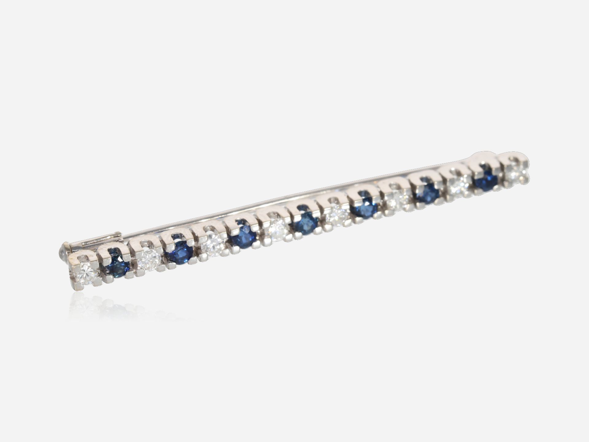 Brosche/Nadel: vintage Stabnadel mit Brillanten und Saphiren, ca. 1,26ct - Image 2 of 3