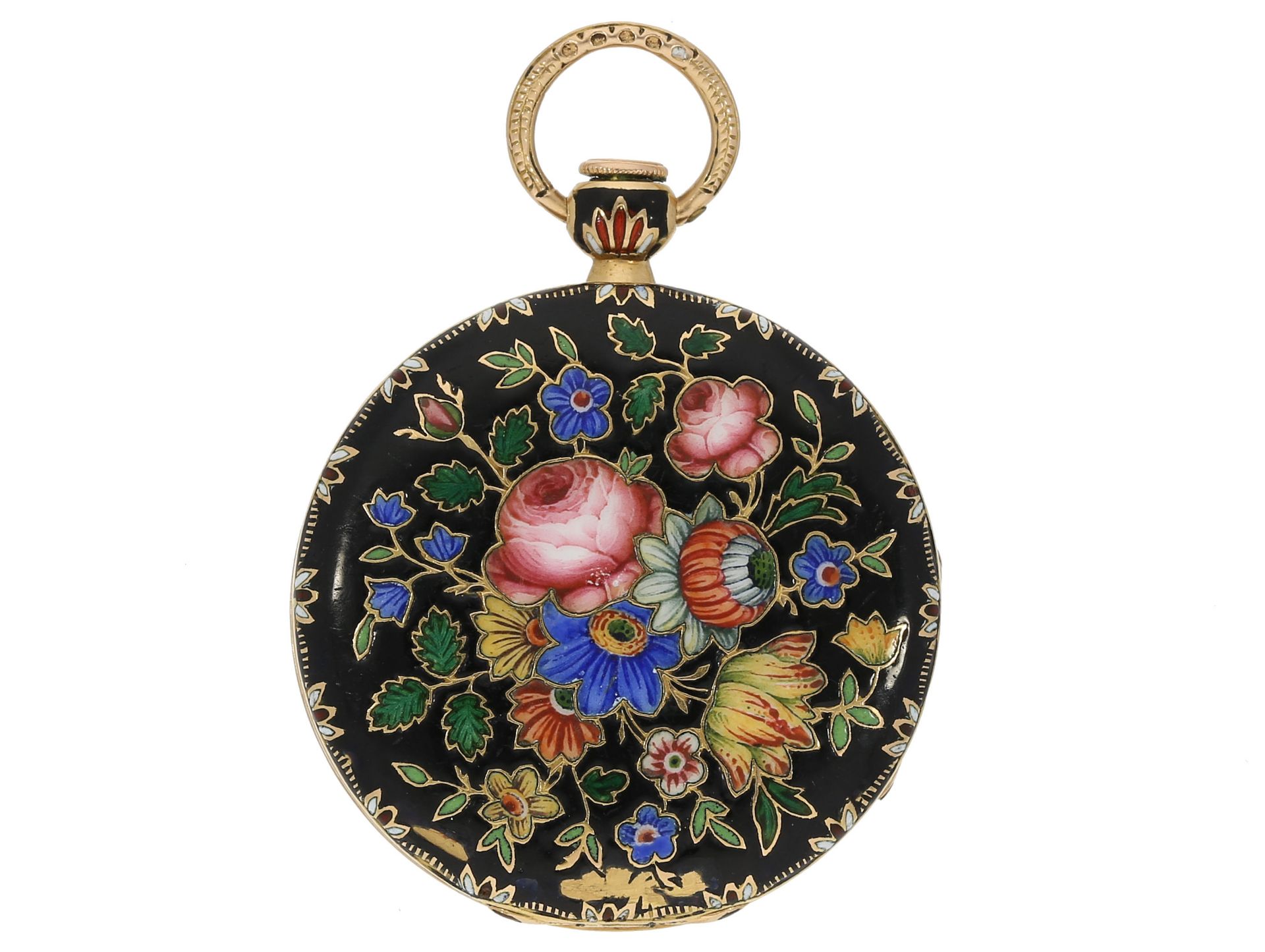 Taschenuhr: seltene, feine Gold/Emaille-Lepine, J.F.Bautte & Cie, No. 5091, Genf ca.1820