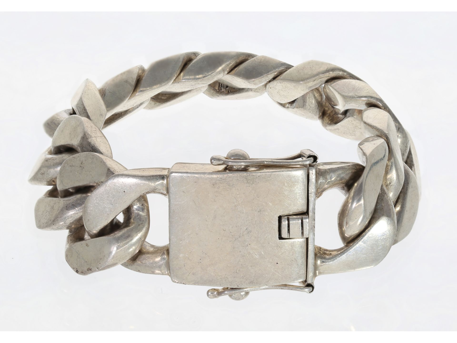 Armband: extrem schweres massives Sterlingsilber-Panzerarmband