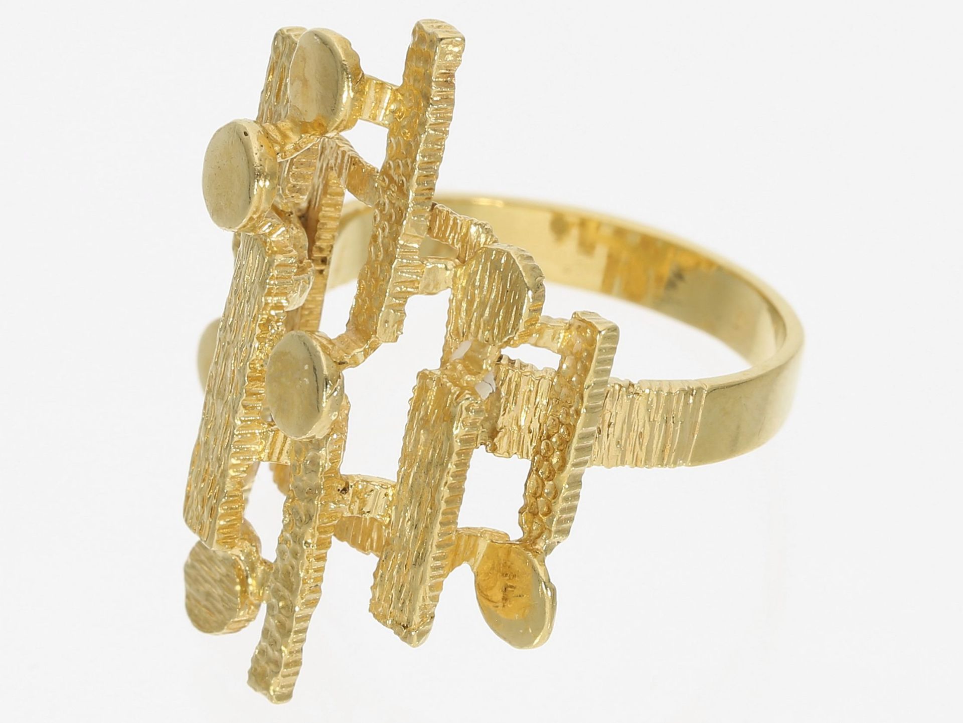 Ring: attraktiver 18K Gold vintage Designerring, um 1960 - Image 2 of 2