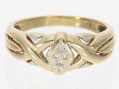 Ring: gelbgoldener vintage Ring mit kleinen Brillanten, 14K Gold