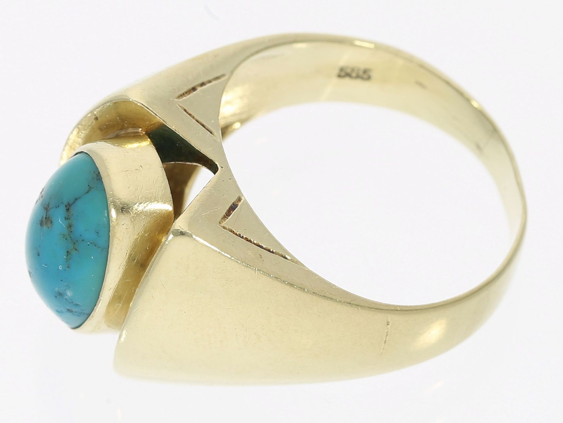 Ring: schöner vintage Goldring mit Türkiscabochon, 14K Gold - Image 2 of 2