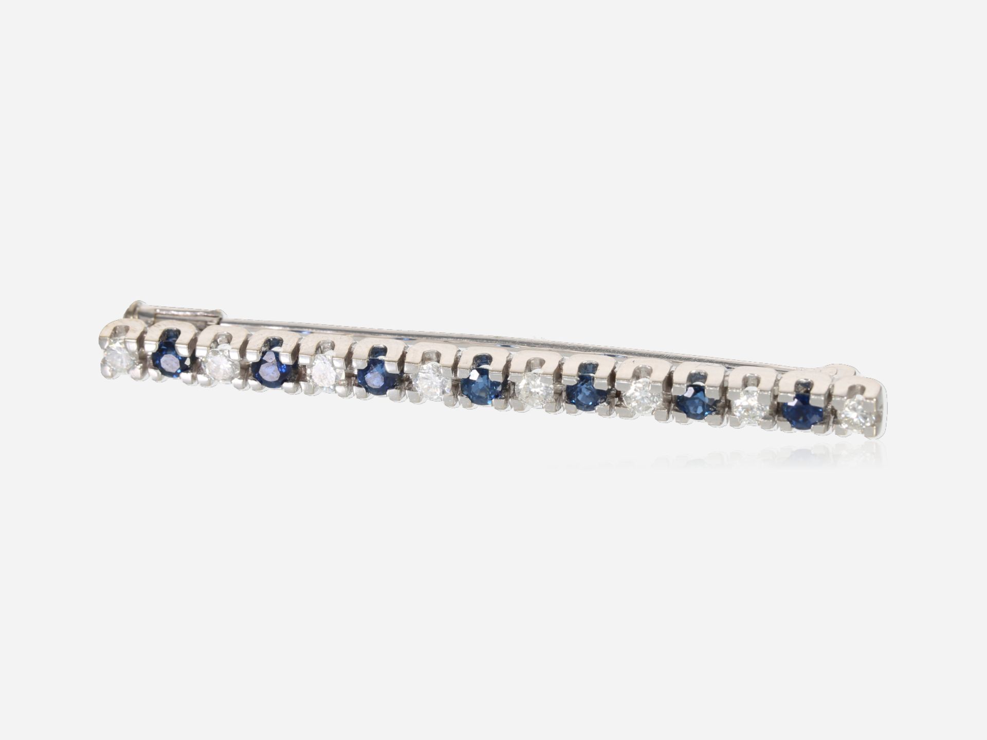 Brosche/Nadel: vintage Stabnadel mit Brillanten und Saphiren, ca. 1,26ct - Image 3 of 3