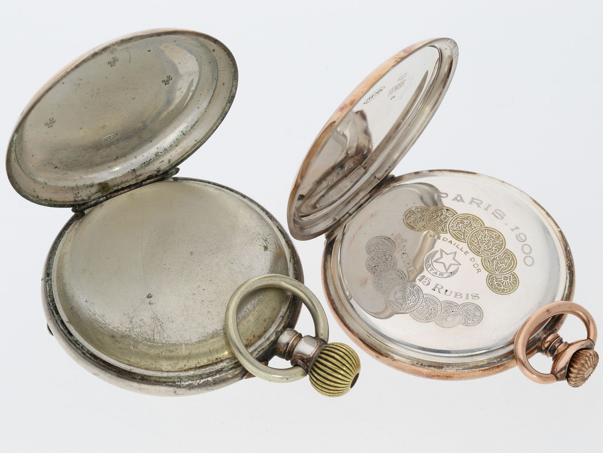 Taschenuhr: 2 seltene Taschenuhren mit 24h-Zifferblatt, ca.1900 - Image 2 of 3