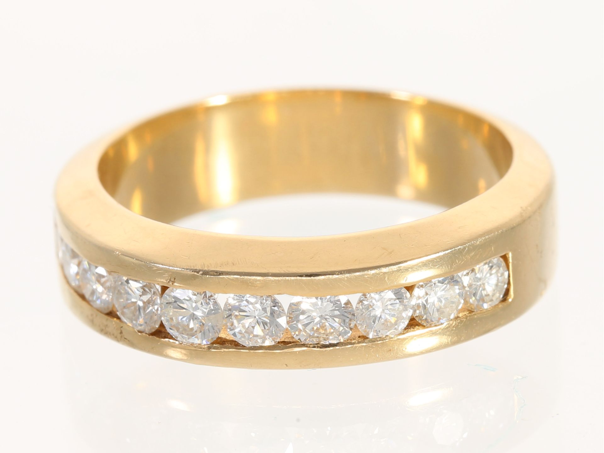 Ring: schöner Halbmemoire-Goldschmiedering mit hochwertigem Brillantbesatz, ca. 1ct - Image 3 of 3
