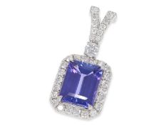 Necklace/Collier: very decorative mint necklace with tanzanite/brilliant pendant, total approx. 5.71