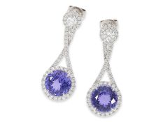 Earrings: like new and unworn exclusive tanzanite/brilliant earrings in high quality, from jeweler l
