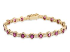 Bracelet: high quality, very beautiful ruby/brilliant goldsmith bracelet, ca. 8,4ct