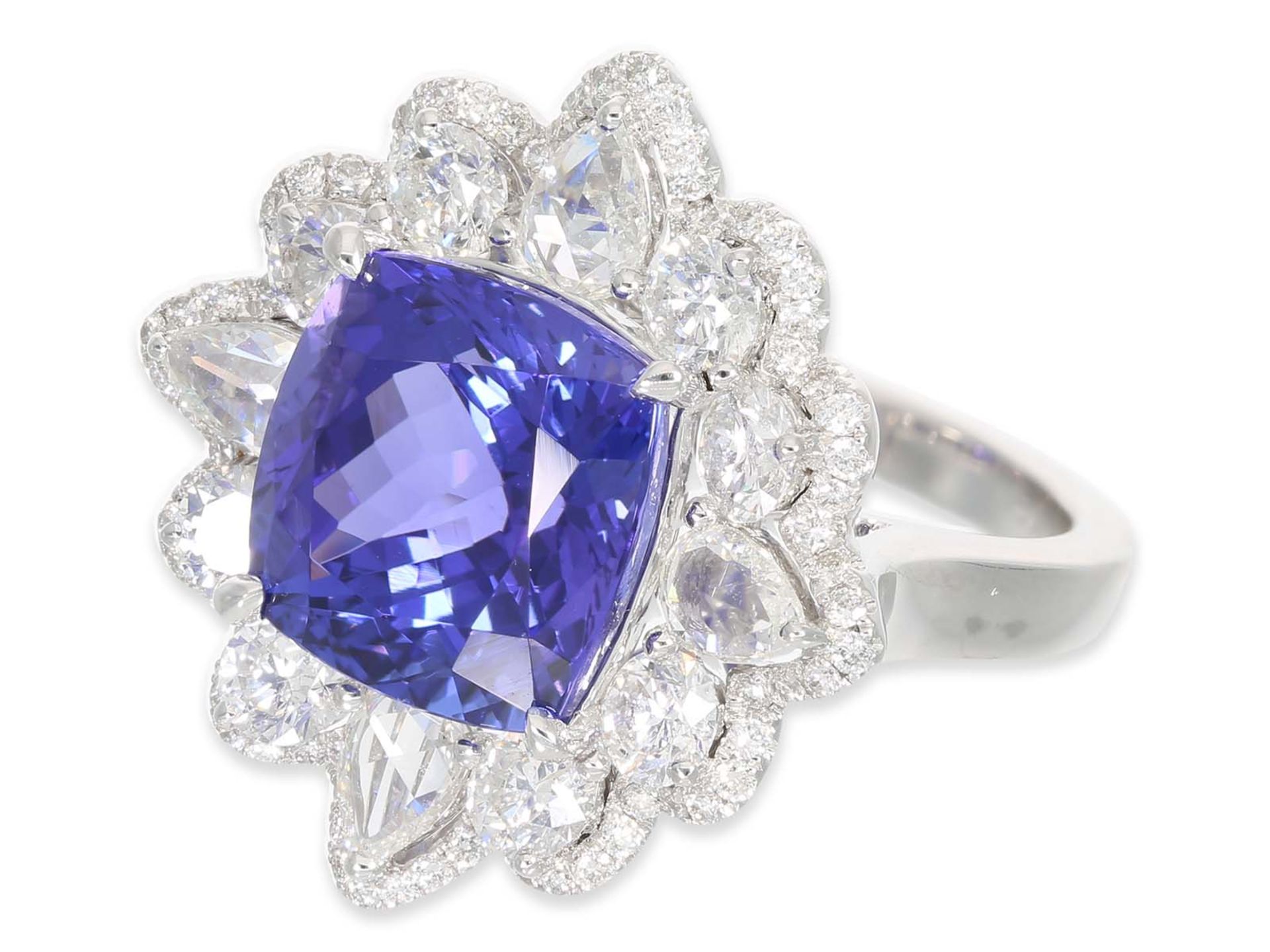 Ring: precious, very high quality and unworn goldsmith ring with beautiful good quality tanzanite, 8 - Image 3 of 6