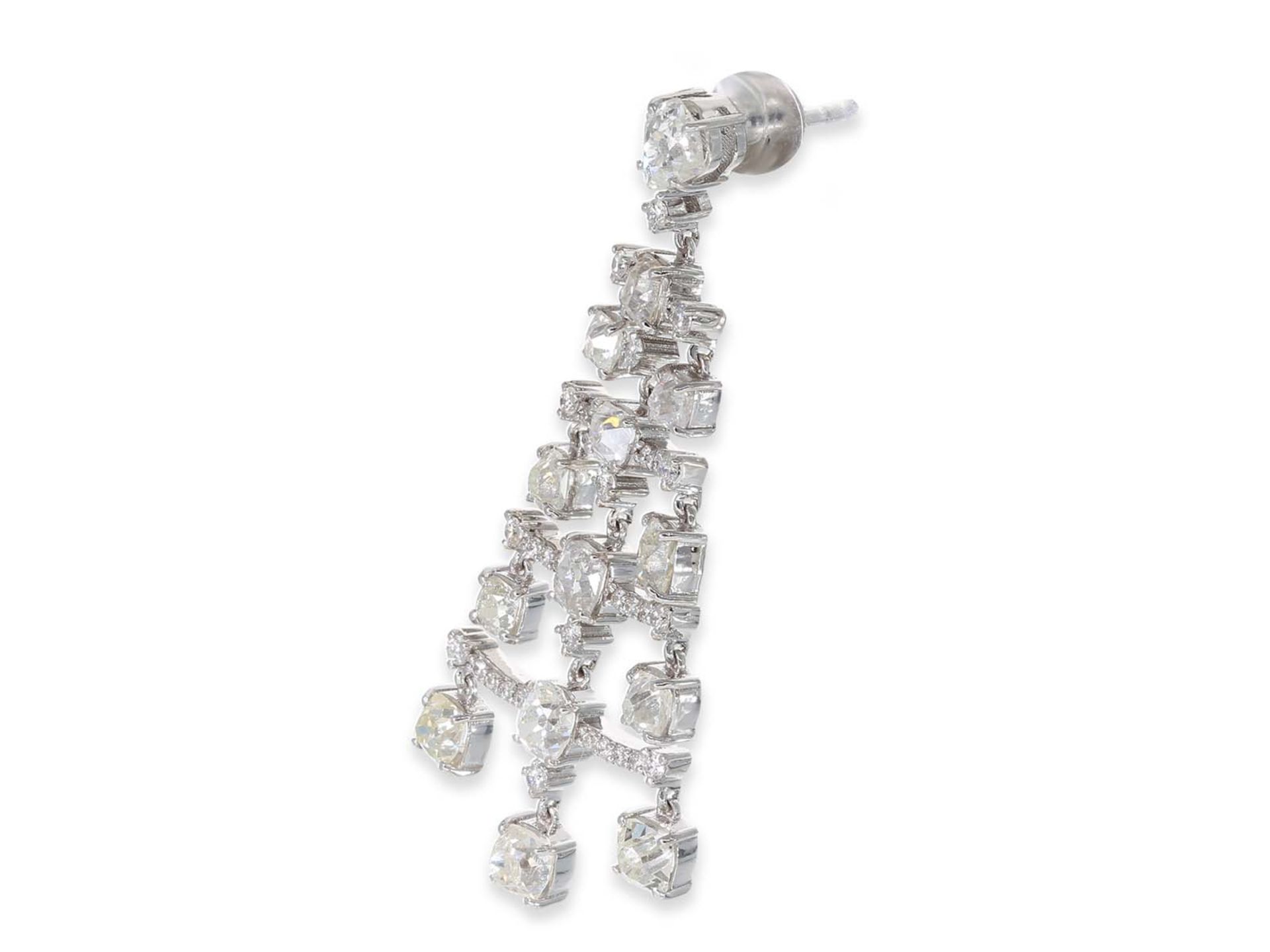 Earrings: like new filigree earrings with diamonds, total approx. 2.17ct, 18K white gold - Image 3 of 3