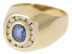 Ring: vintage sapphire/brilliant gold forging, 14K gold
