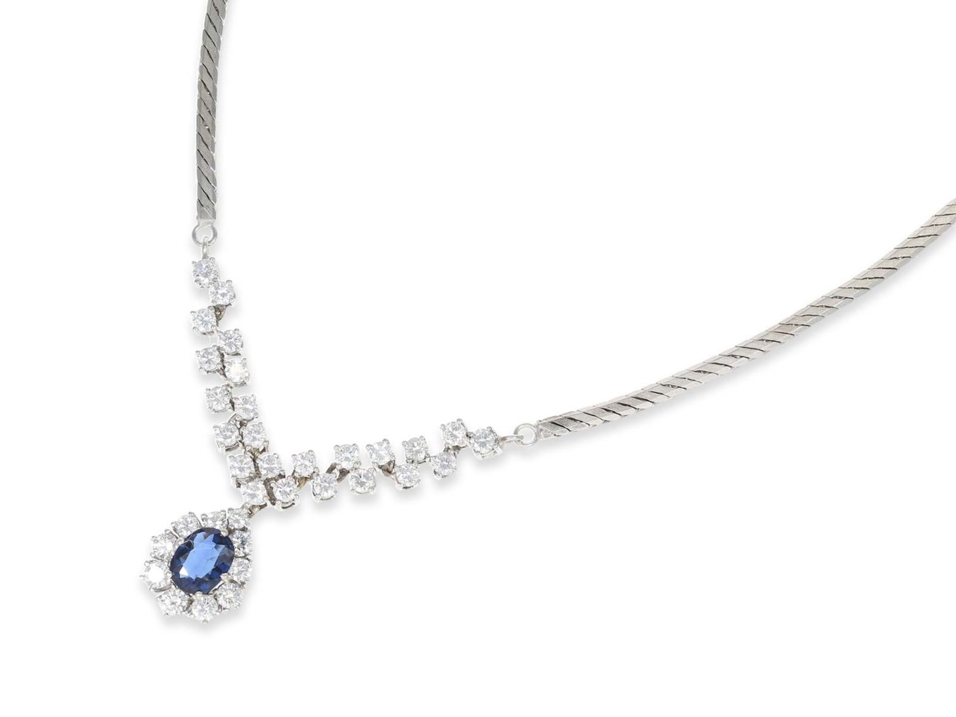 Chain/Collier: high quality vintage sapphire/brilliant necklace, total approx. 3.06ct, 18K gold - Image 3 of 3