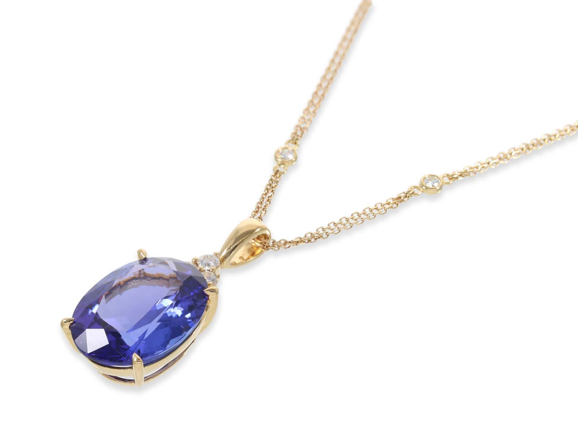 Necklace/Collier: exclusive, like new tanzanite/brilliant necklace with large tanzanite of 15,15ct i - Image 2 of 2