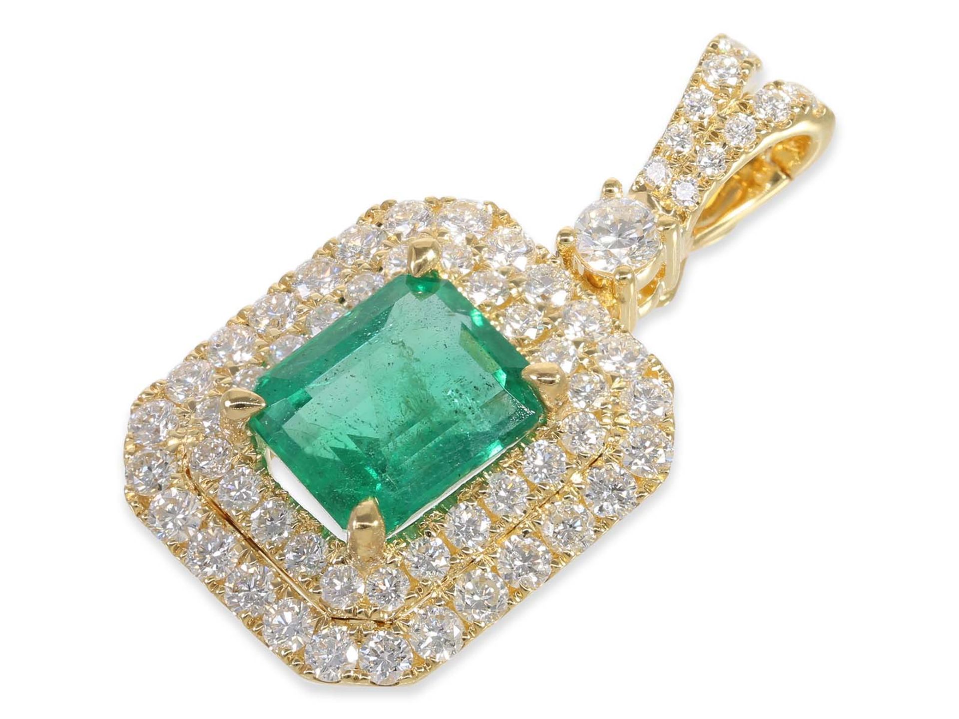 Necklace/Collier/Pendant: mint gold necklace with emerald/brilliant pendant clip, total approx. 3.11 - Image 3 of 3