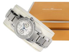 Wristwatch: extremely luxurious modern lady's chronograph in steel diamond case, Girard Perregaux Re