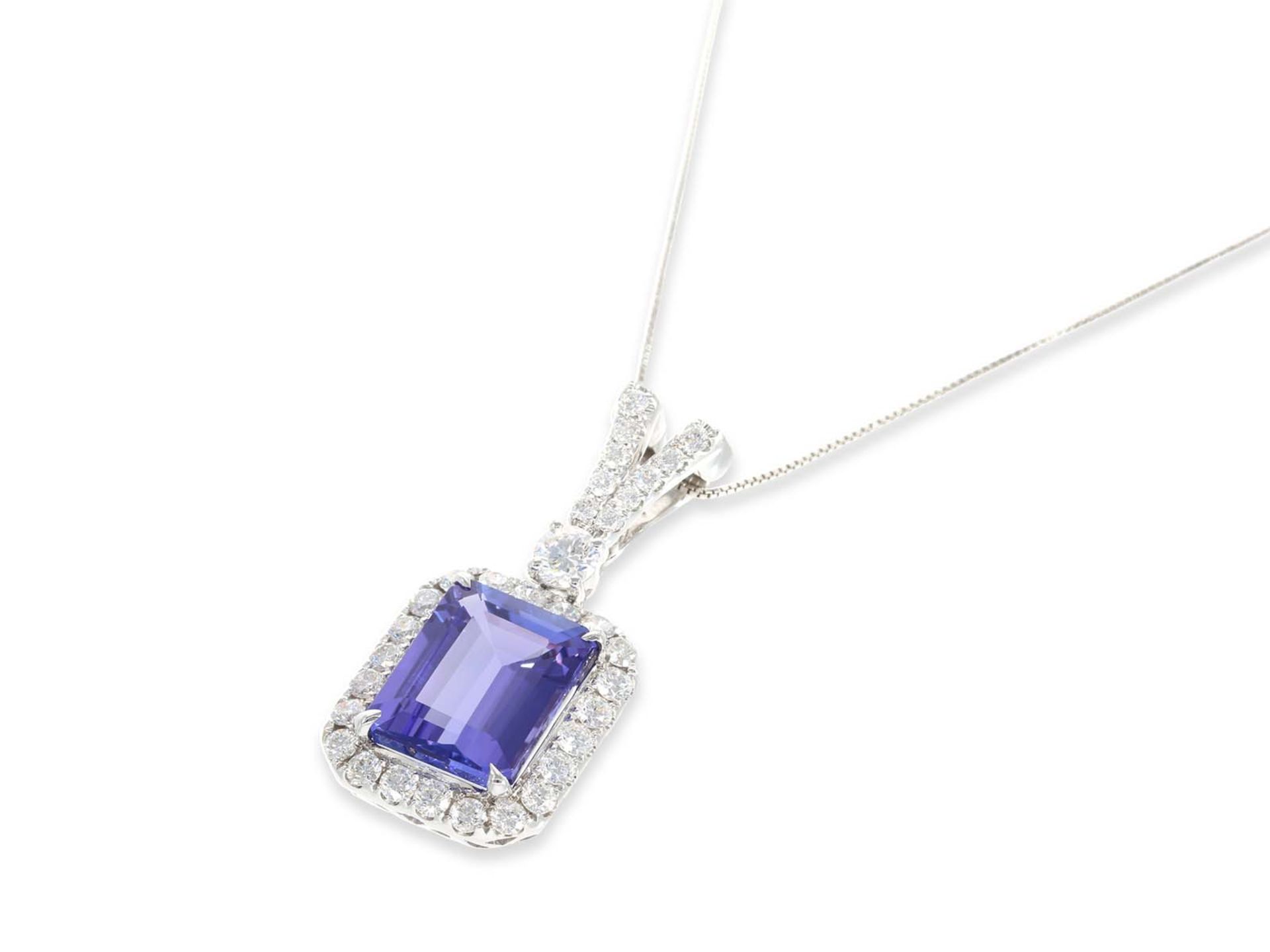 Necklace/Collier: very decorative mint necklace with tanzanite/brilliant pendant, total approx. 5.71 - Image 3 of 4