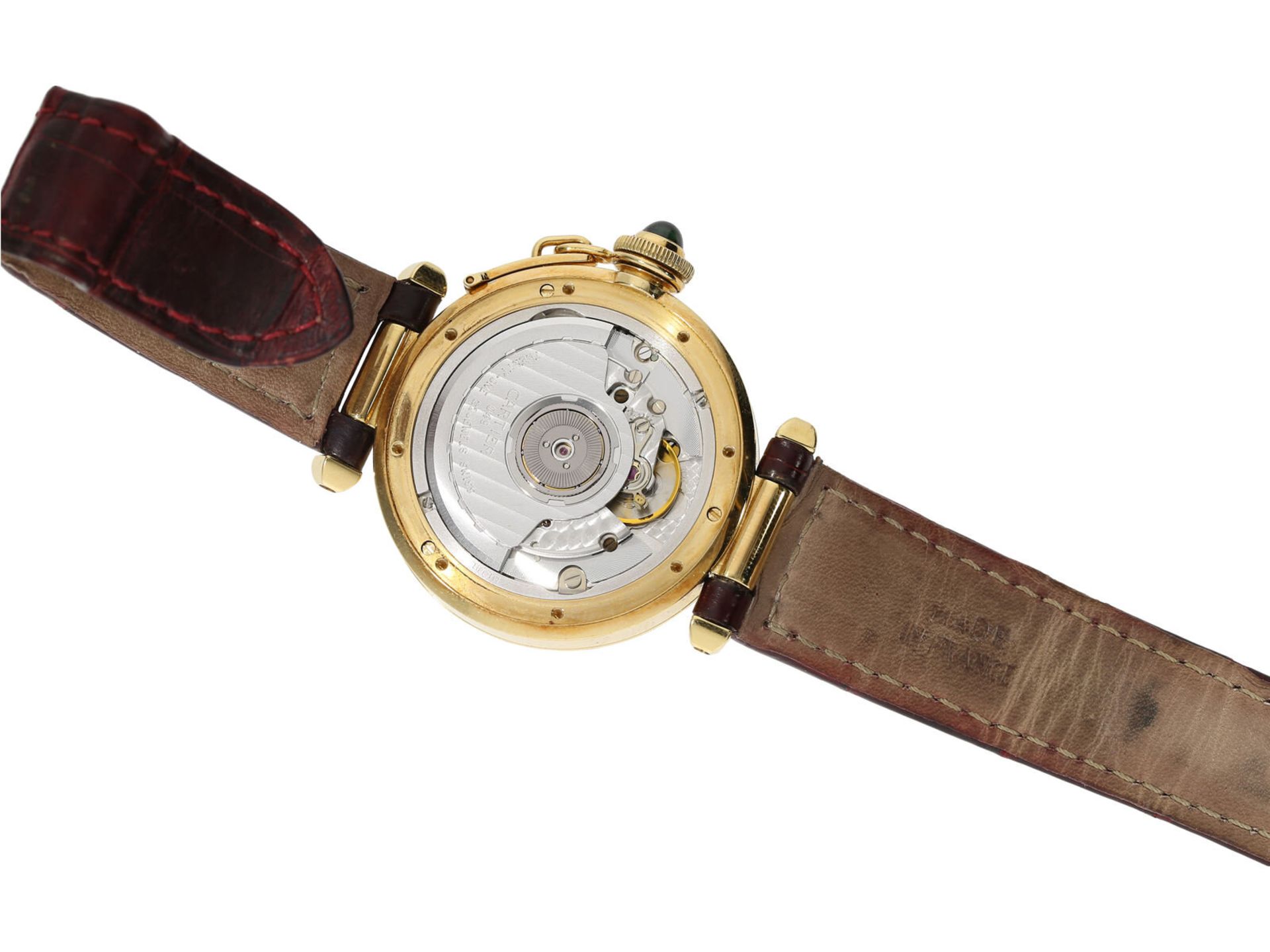 Wristwatch: luxury Cartier Pasha Automatic Medium Ref.1035, 18K gold with original strap, from a pri - Image 4 of 5