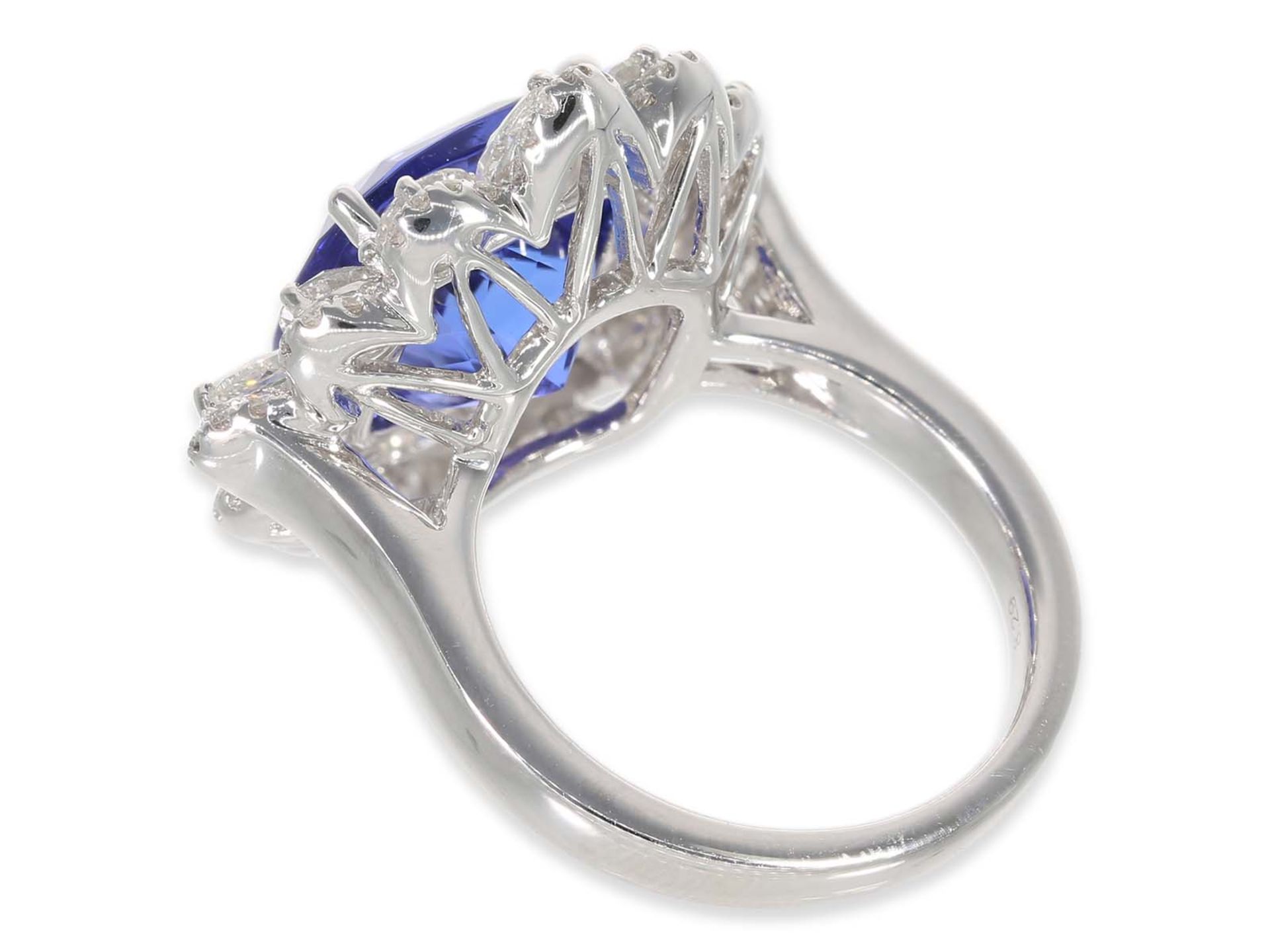 Ring: precious, very high quality and unworn goldsmith ring with beautiful good quality tanzanite, 8 - Image 6 of 6