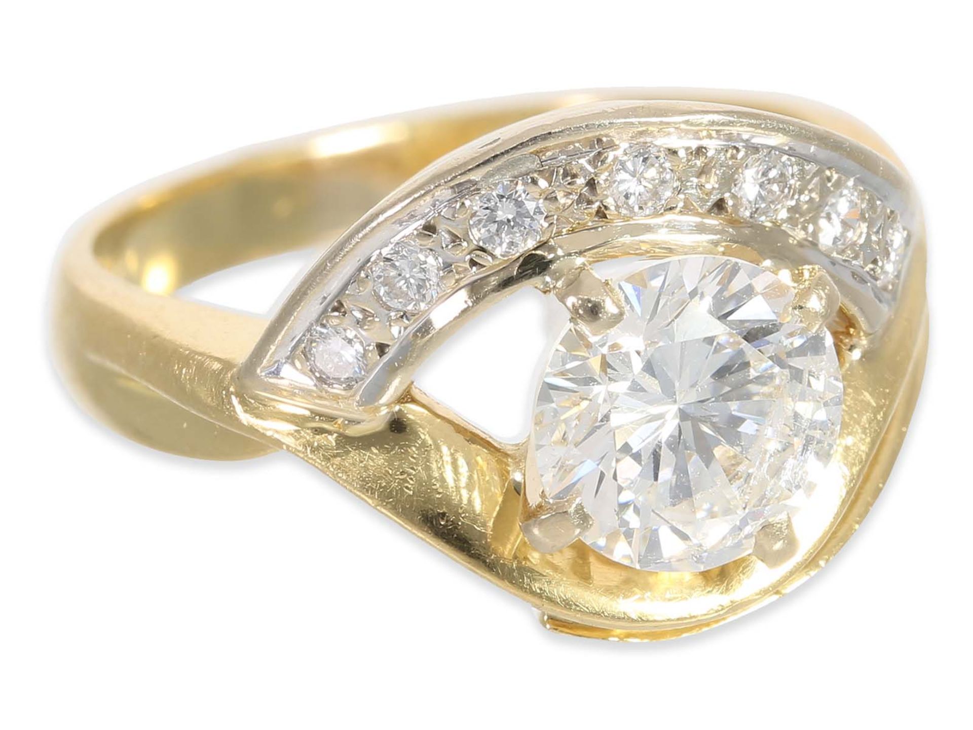 Ring: interesting vintage gold ring with a diamond of approx. 1,55ct, 18K gold - Image 2 of 5