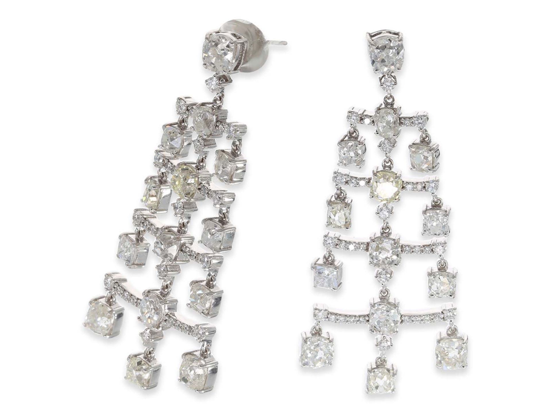 Earrings: like new filigree earrings with diamonds, total approx. 2.17ct, 18K white gold - Image 2 of 3