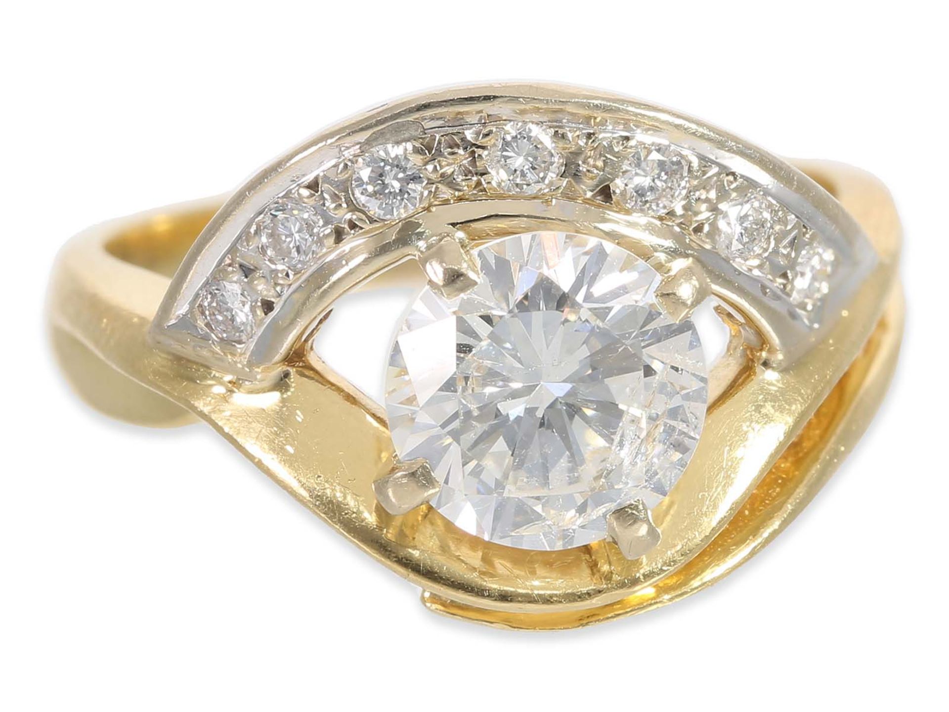 Ring: interesting vintage gold ring with a diamond of approx. 1,55ct, 18K gold - Image 4 of 5