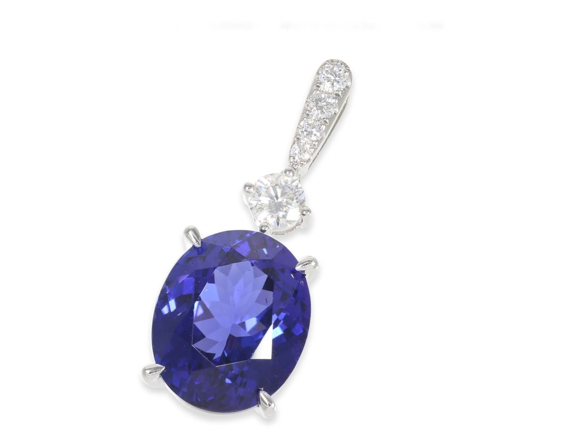 Necklace/Collier: valuable like new necklace with tanzanites of 10,10ct, 18K gold, with IGI report - Image 2 of 4
