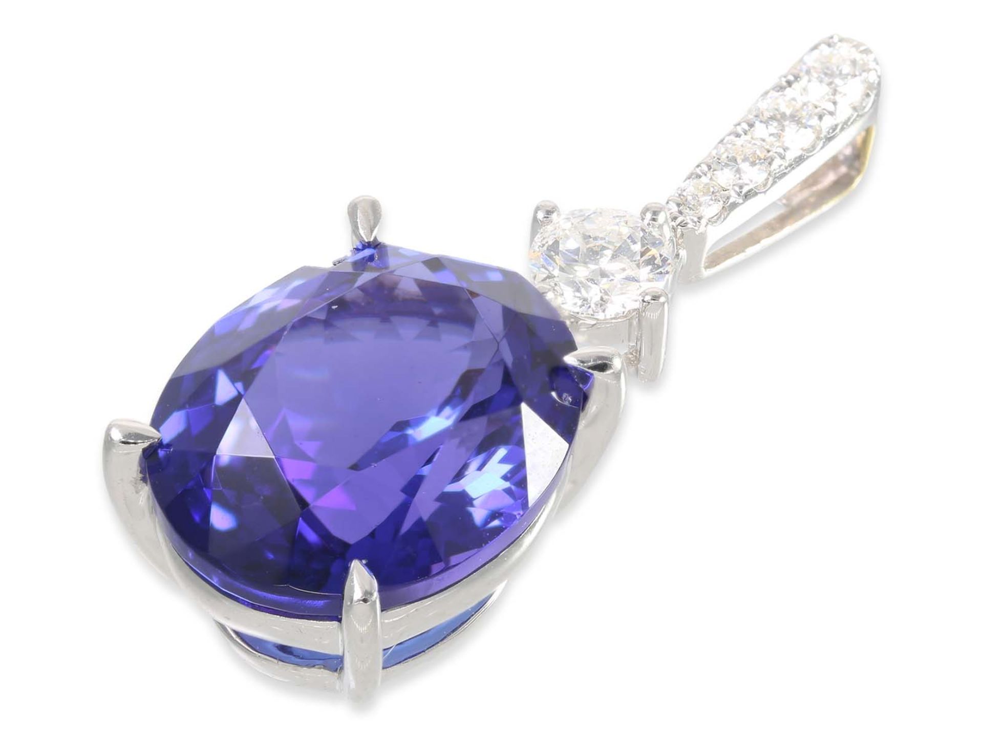 Necklace/Collier: valuable like new necklace with tanzanites of 10,10ct, 18K gold, with IGI report - Image 3 of 4