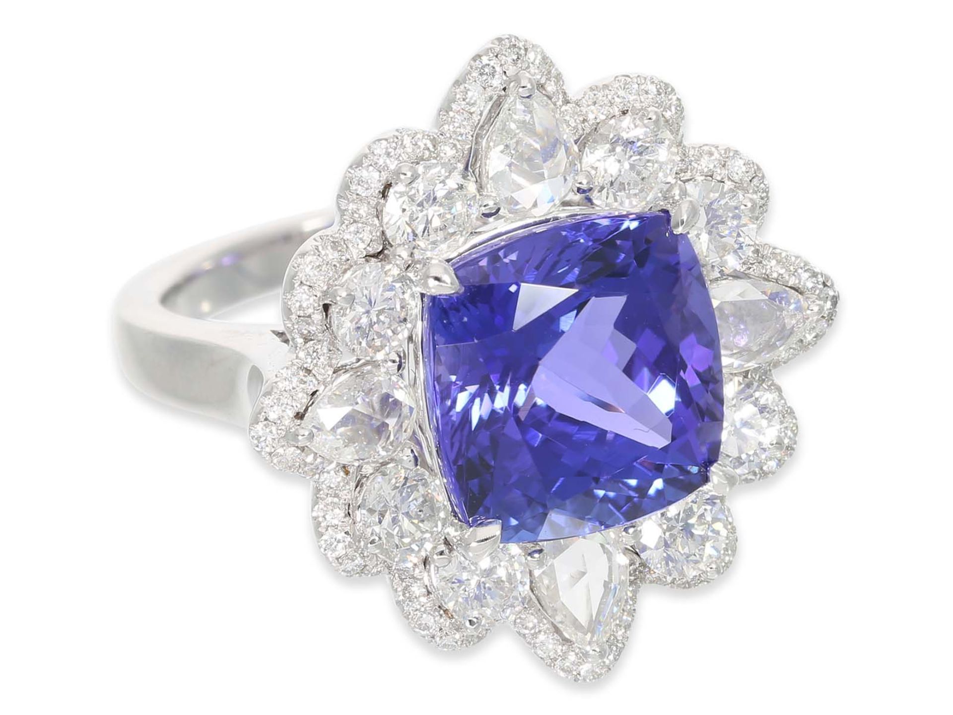 Ring: precious, very high quality and unworn goldsmith ring with beautiful good quality tanzanite, 8 - Image 5 of 6