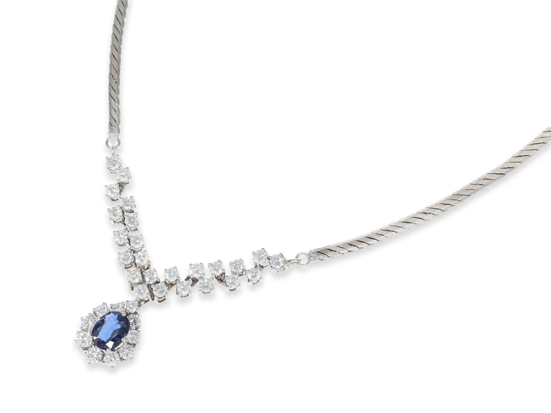 Chain/Collier: high quality vintage sapphire/brilliant necklace, total approx. 3.06ct, 18K gold - Image 2 of 3