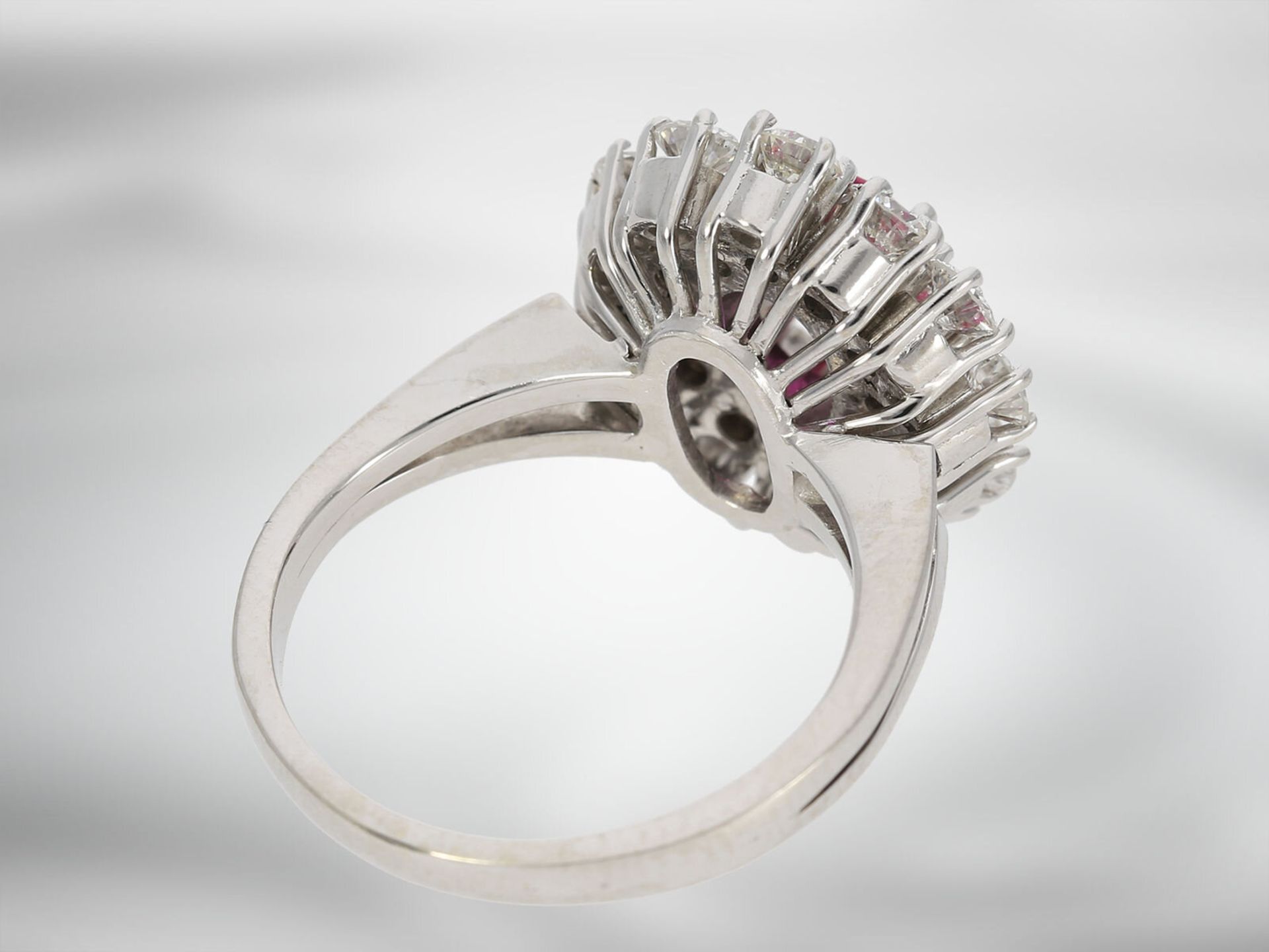 Ring: like new, precious ruby ring with diamonds, total approx. 2.25ct, 18K white gold, handmade - Image 5 of 5