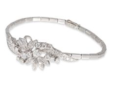 Bangle: very decorative vintage diamond bracelet, total approx. 1.3ct, 18K gold