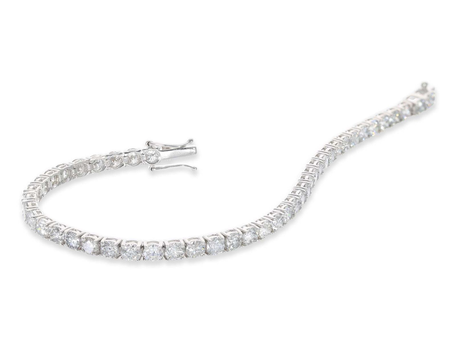 Bracelet: like new high carat revière bracelet set with diamonds, total ca. 11,11ct - Image 2 of 3
