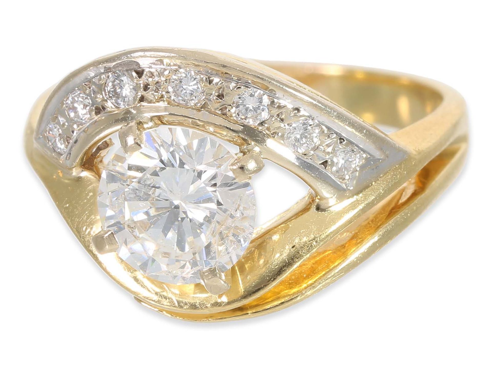 Ring: interesting vintage gold ring with a diamond of approx. 1,55ct, 18K gold - Image 3 of 5