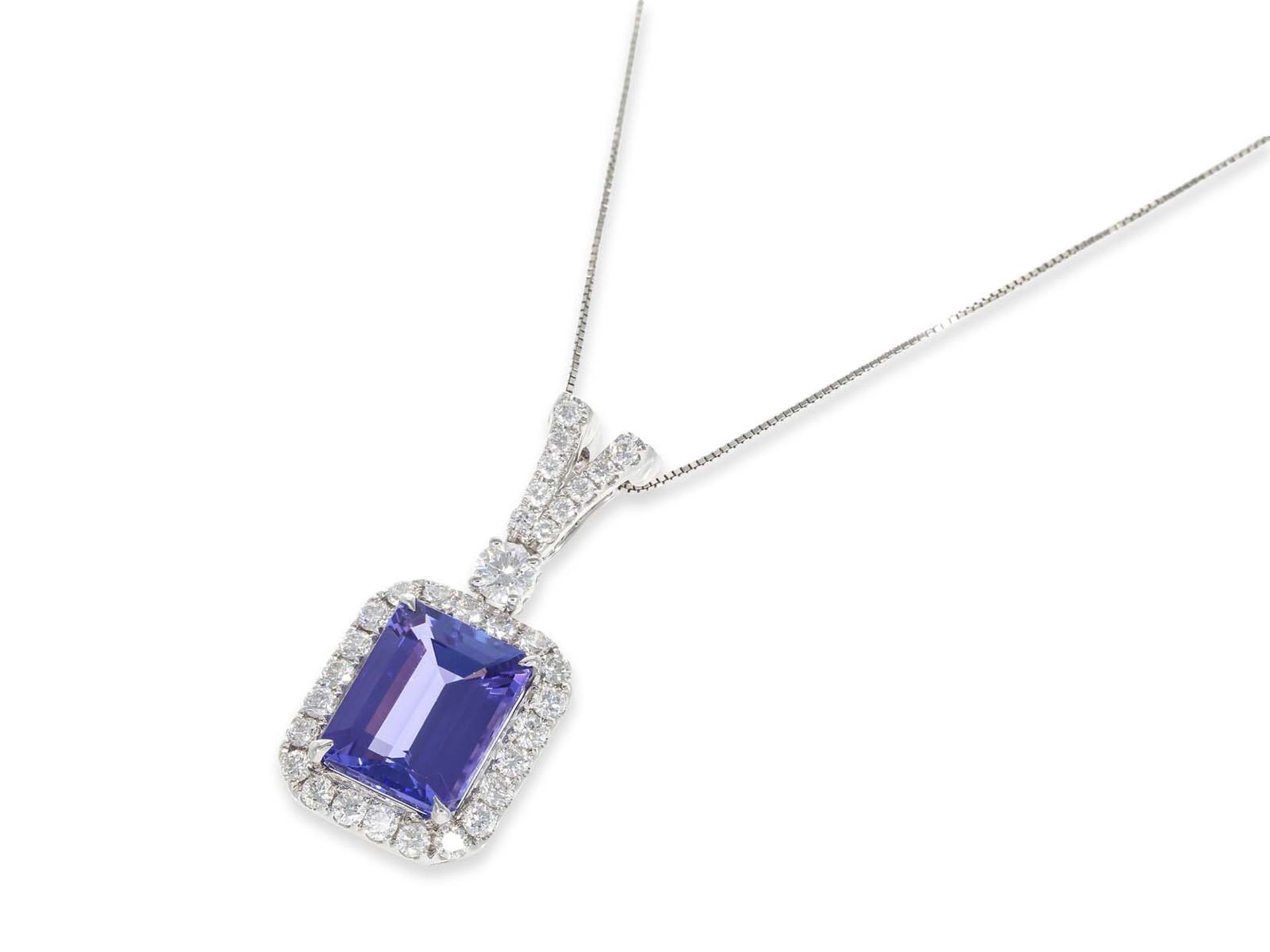 Necklace/Collier: very decorative mint necklace with tanzanite/brilliant pendant, total approx. 5.71 - Image 2 of 4