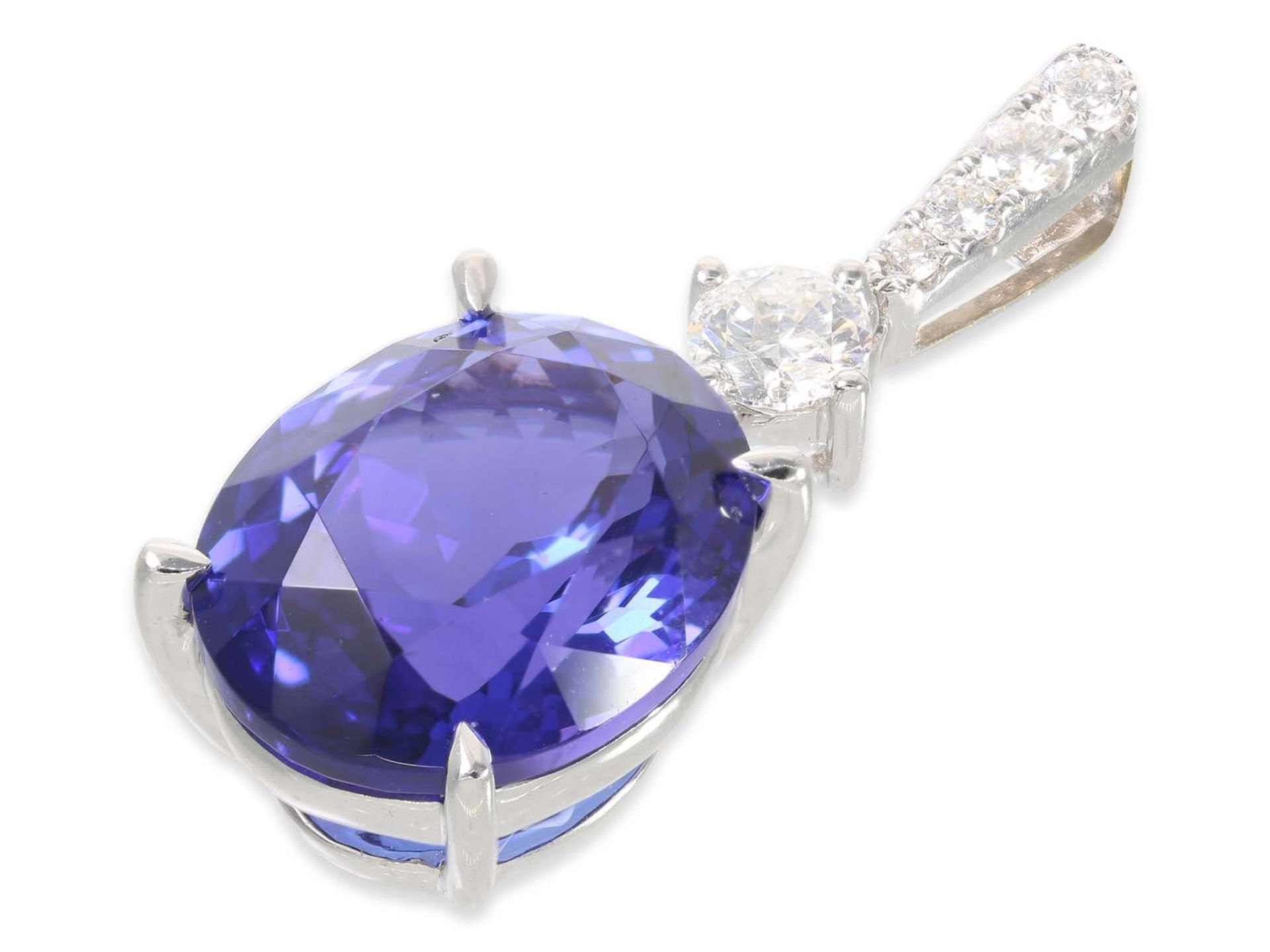 Necklace/Collier: valuable like new necklace with tanzanites of 10,10ct, 18K gold, with IGI report - Image 4 of 4