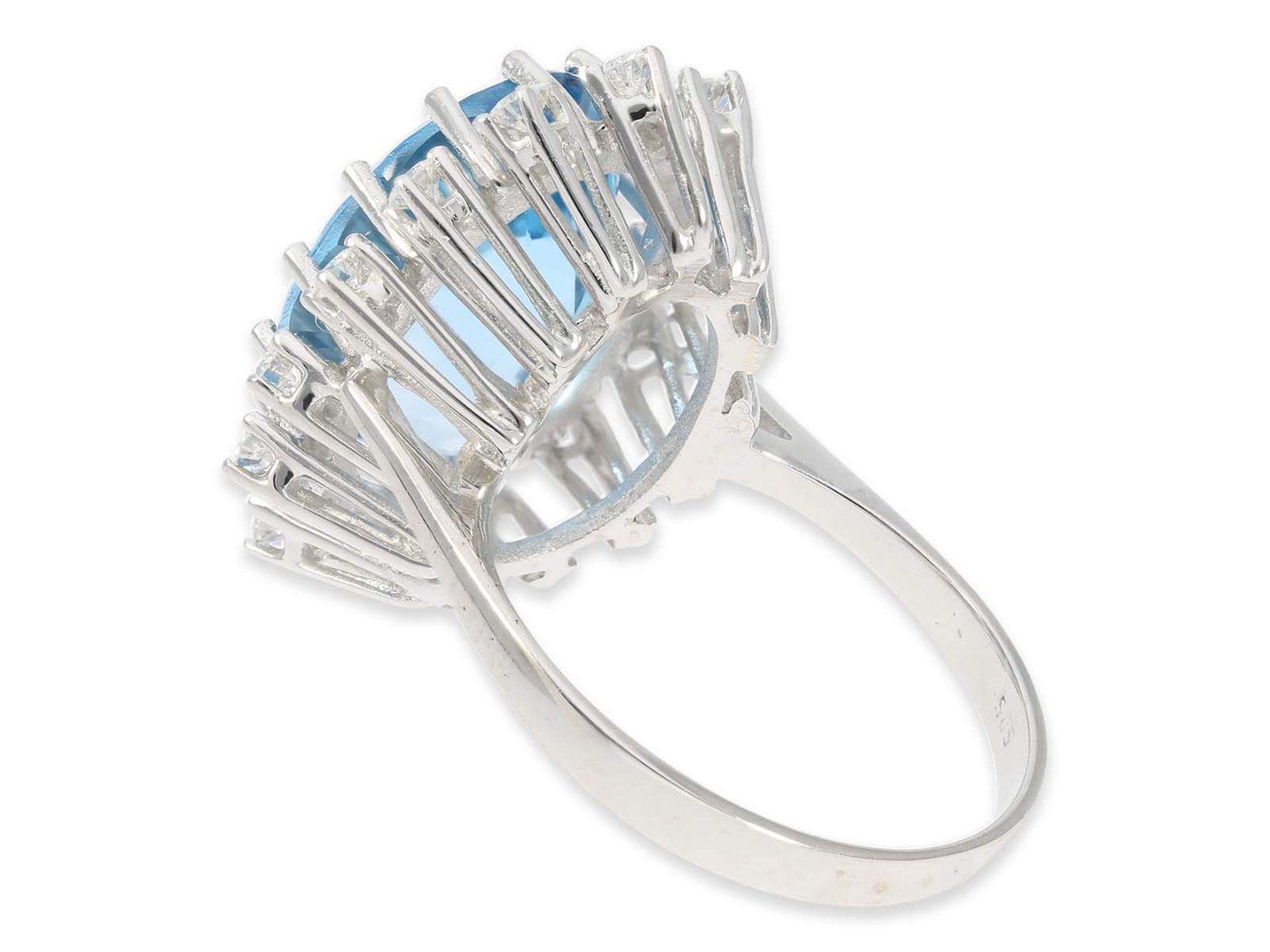 Ring: beautiful vintage topaz ring with diamonds, 14K gold - Image 3 of 3